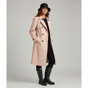 NEW Big Chill Pink Trench Coat Double‎ Breasted Belted Classic Pink 2X